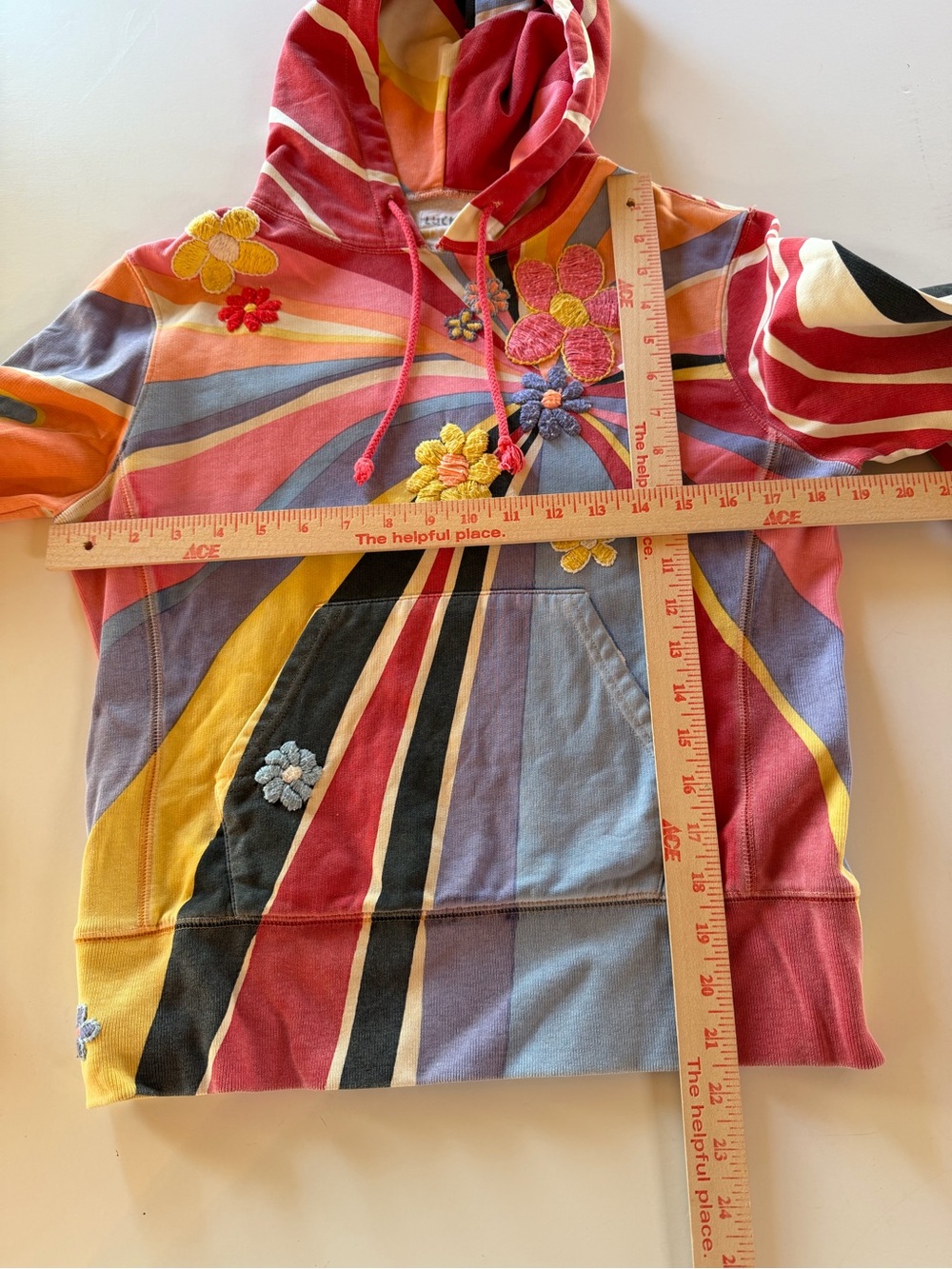 Vintage Y2K Lucky Brand The Beatles rainbow sunburst Love floral hoodie M - Picture 8 of 10